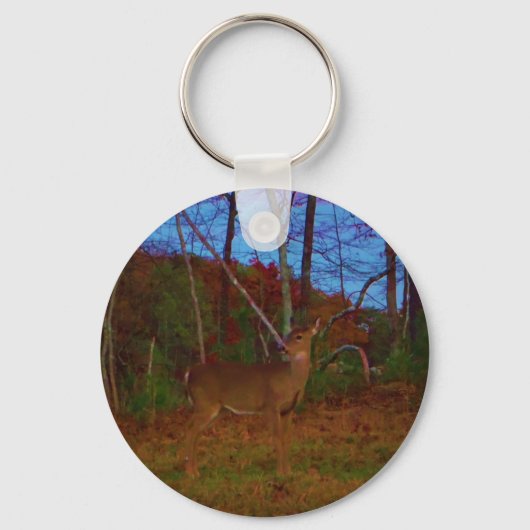 Een Deer: Gold Red Green en Blue Sleutelhanger (Voorkant)