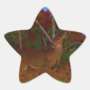 Een Deer: Gold Red Green en Blue Ster Sticker