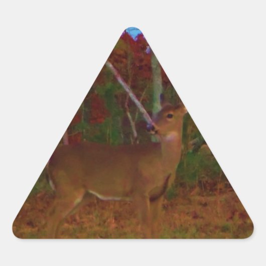 Een Deer: Gold Red Green en Blue Sticker (Voorkant)