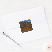 Een Deer: Gold Red Green en Blue Vierkante Sticker (Envelop)