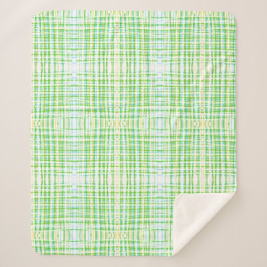 Een deken met een blauw en groen plaid (Voorkant)