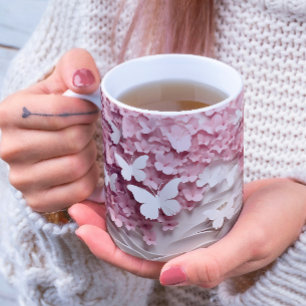 Een delicate aanraking van Natuur: 3D Vlinder Koff Tweekleurige Koffiemok