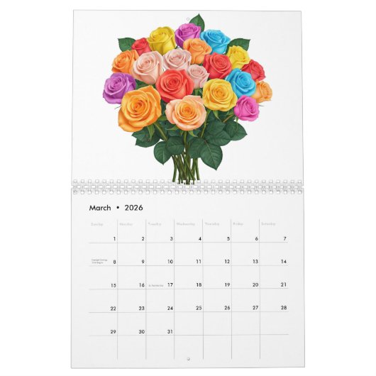 Een delicate boeketkalender kalender (Mar 2026)