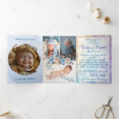Een delicate en humoristische geboorteaankondiging drieluik kaart (Binnen)