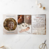 Een delicate en humoristische geboorteaankondiging drieluik kaart (Binnen)