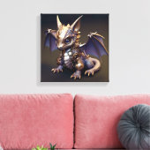 Een delicate metalen Baby Dragon Canvas Afdruk (Insitu (Woonkamer))