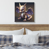 Een delicate metalen Baby Dragon Canvas Afdruk (Insitu (Slaapkamer))