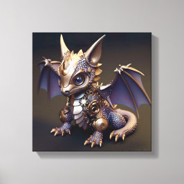 Een delicate metalen Baby Dragon Canvas Afdruk