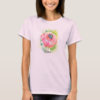 een delicate roos en een kever die erin slaapt t-shirt