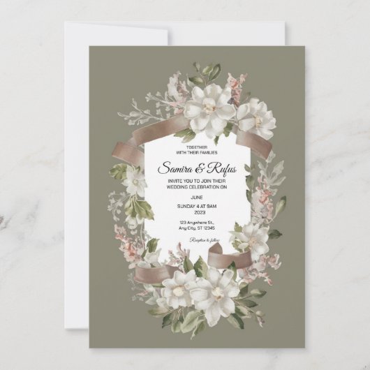 Een delicate traditionele bruiloft uitnodiging (Voorkant)