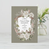 Een delicate traditionele bruiloft uitnodiging (Staand voorkant)