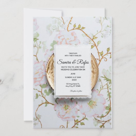 Een delicate traditionele bruiloft uitnodiging (Voorkant)