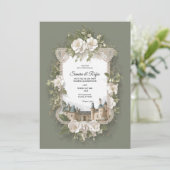 Een delicate traditionele bruiloft uitnodiging (Staand voorkant)