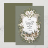 Een delicate traditionele bruiloft uitnodiging (Voorkant / Achterkant)