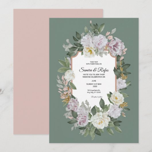 Een delicate traditionele bruiloft uitnodiging (Voorkant / Achterkant)