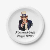 Een democratie is alleen zo sterk als haar kiezers papieren bordje (Voorkant)