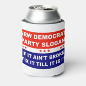 Een democratische nieuwe partijslogan als het niet blikjeskoeler (Blikje Achterkant)