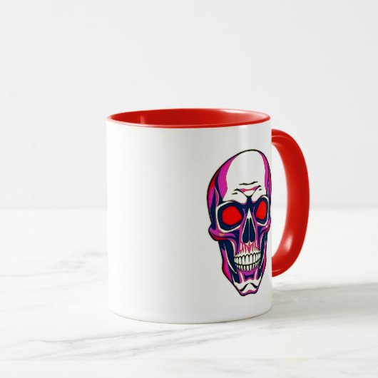 Een demon met rode ogen en neonkleuren. mok (Voorkant rechts)