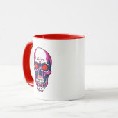 Een demon met rode ogen en neonkleuren. mok (Voorkant links)