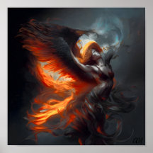 Een demonisch meisje dat in de lucht vliegt