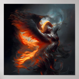 Een demonisch meisje dat in de lucht vliegt poster