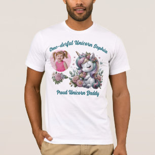 Eén-derful Magische Bloem Eenhoorn 1e Verjaardag V T-shirt