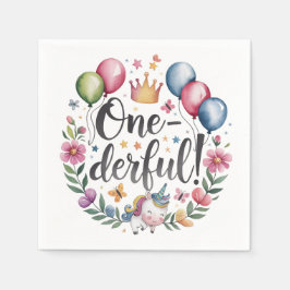 Een-derful Waterverf Eenhoorn Verjaardag Servet