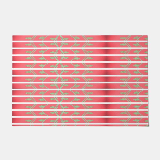 Een designer gooi mat met mintgroen en roze (Voorkant)