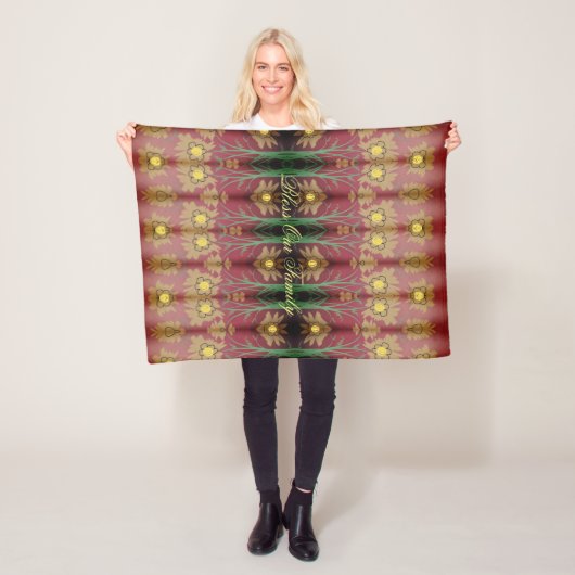 Een designer Roos gekleurde fleece deken (In situ)