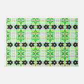 Een designer Vloermat met groen en blauw plaid Deurmat (Voorkant)