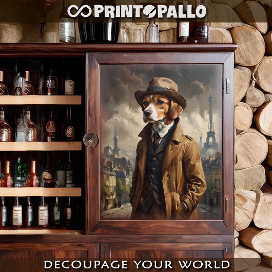 Een detective beagle hond in Parijs in 1920 Tissuepapier