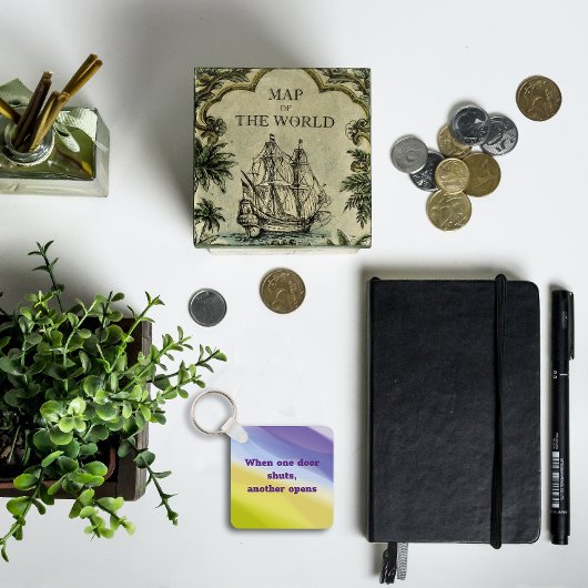 Een deur opent gezegde wijsheidslavendel sleutelhanger