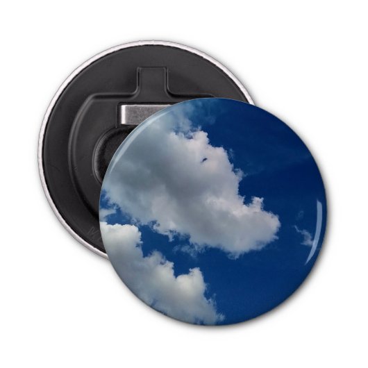 Een diagonale wolk button flesopener (Voorkant)