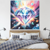Een diamant in de ruimte canvas afdruk (Insitu (Slaapkamer))