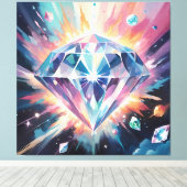 Een diamant in de ruimte canvas afdruk (Insitu (Houten vloer))