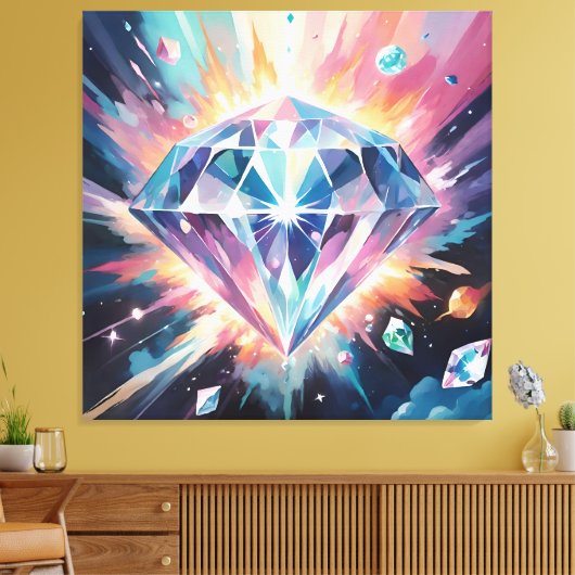 Een diamant in de ruimte canvas afdruk (Insitu (Woonkamer))