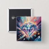 Een diamant in de ruimte vierkante button 5,1 cm (Voorkant /achterkant)
