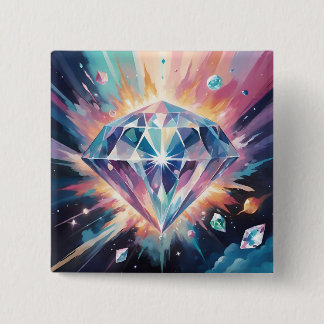 Een diamant in de ruimte vierkante button 5,1 cm