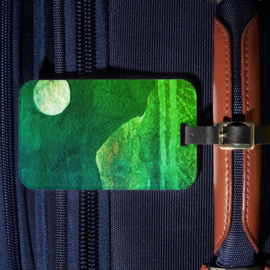 Een dicht uitzicht van fantasiewerelden en hun man bagagelabel (Voorkant Insitu 4)