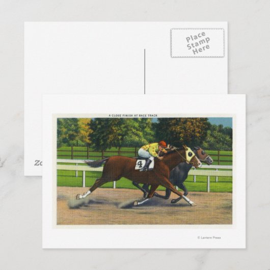 Een dichte afwerking bij het raderspoor, paarden briefkaart (Voorkant / Achterkant)