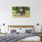 Een dichte afwerking bij het raderspoor, paarden canvas afdruk (Insitu (Slaapkamer))