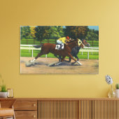 Een dichte afwerking bij het raderspoor, paarden canvas afdruk (Insitu (Woonkamer))