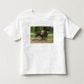 Een dichte afwerking bij het raderspoor, paarden kinder shirts (Voorkant)