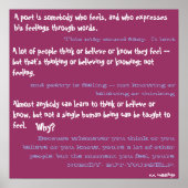 Een dichter is iemand die zich voelt en die... poster (Voorkant)