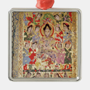 Een dichter, muzikanten en zangers metalen ornament