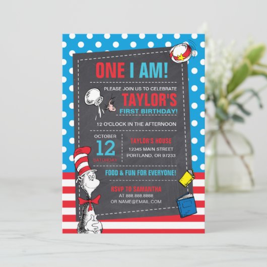 Een die ik ben | Kat in het Pet Chalkboard Verjaar Kaart (Staand voorkant)