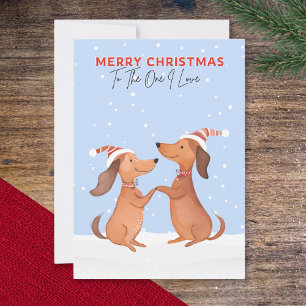 Eén die ik liefheb Kerstmis Schattige Dachshonden Feestdagenkaart