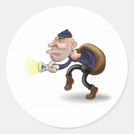 Een dief in de nacht ronde sticker (Voorkant)