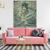 Een diep Zee duiker die naar de wrakken kijkt Canvas Afdruk (Insitu (Woonkamer))