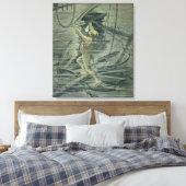 Een diep Zee duiker die naar de wrakken kijkt Canvas Afdruk (Insitu (Slaapkamer))